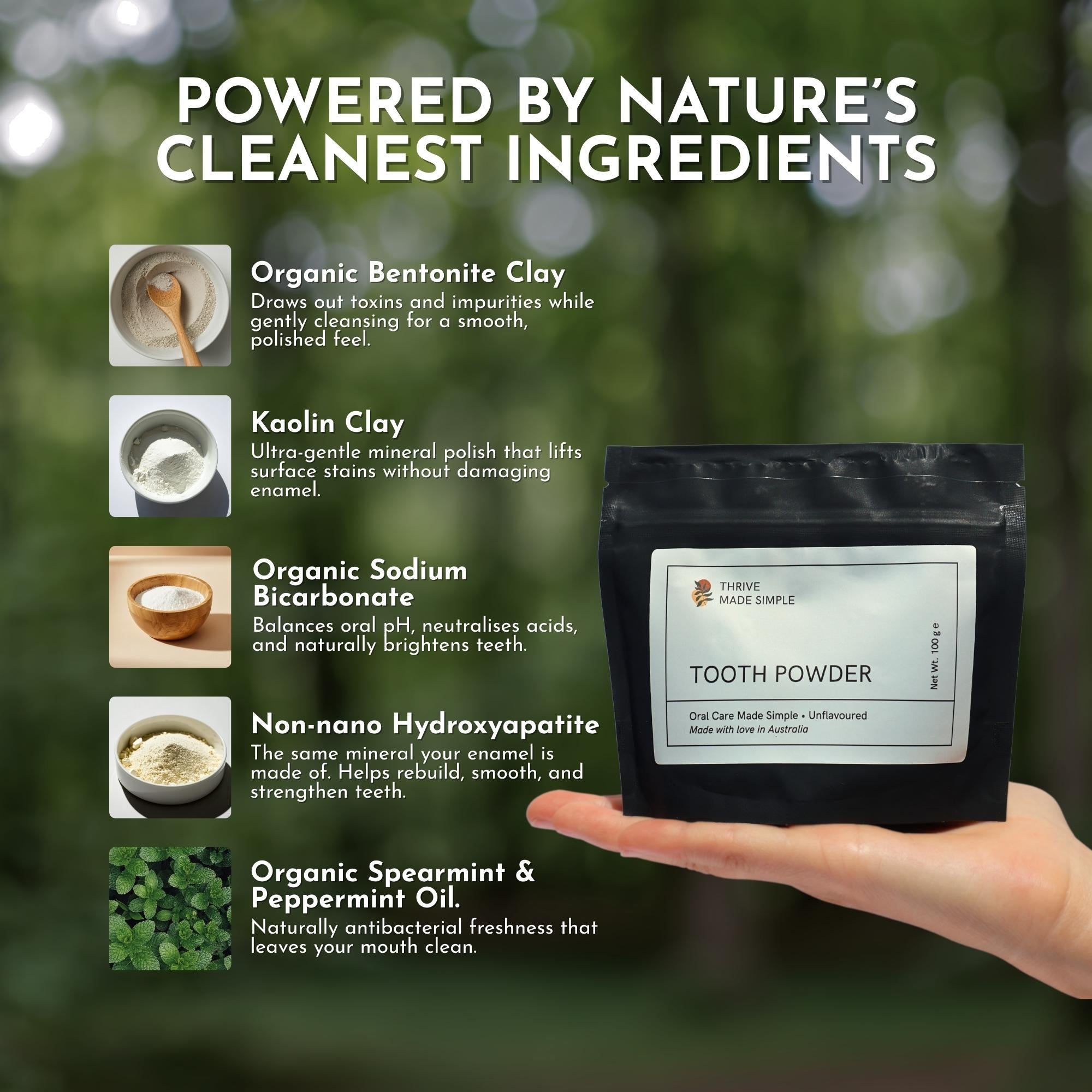 Unflavoured Tooth Powder Refill Pouch 100g (Hydroxyapatite)