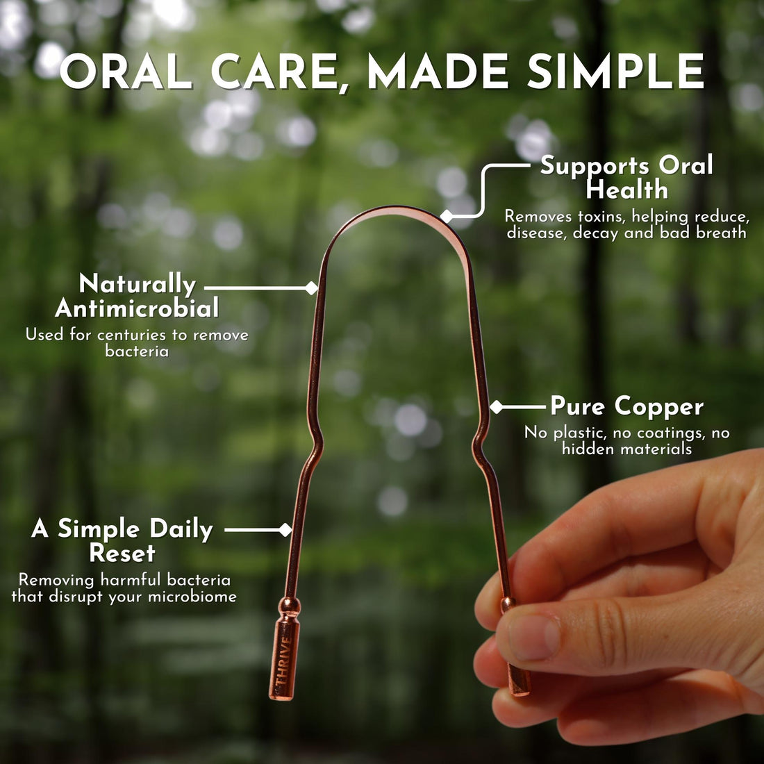 100% Pure Copper Tongue Scraper