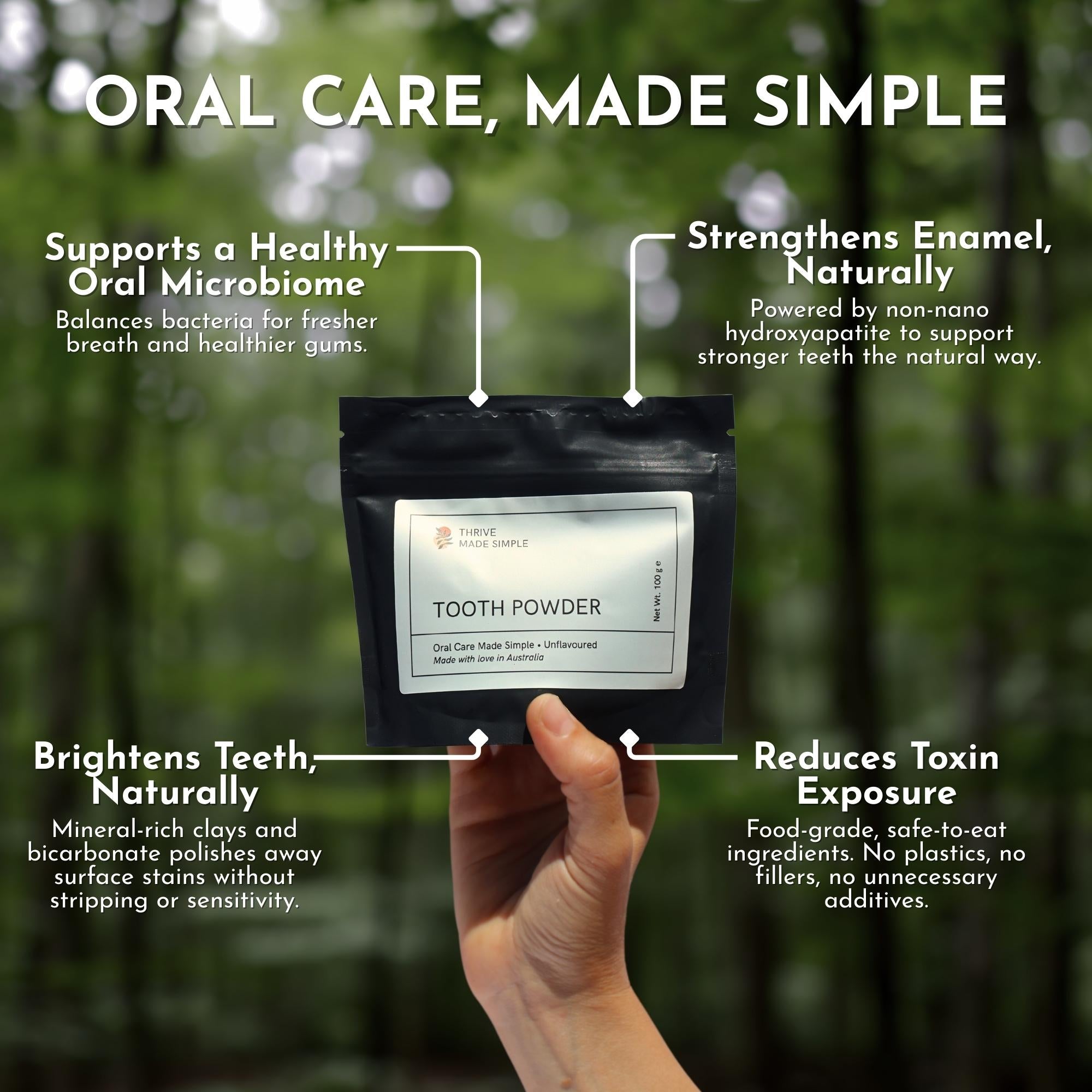 Unflavoured Tooth Powder Refill Pouch 100g (Hydroxyapatite)